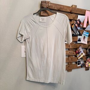 Athleta White Fitted Ribbed Short Sleeve Tee